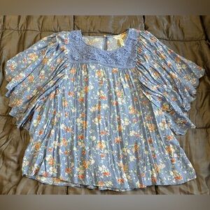 Matilda Jane Floral Blue and Orange Blouse